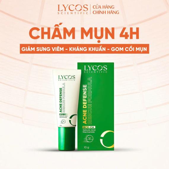 Kem Chấm Mụn LYCOS Acne Defense Rescue Formula Hỗ Trợ Làm Khô Cồi, Làm Dịu Và Chăm Sóc Vùng Da Mụn10g
